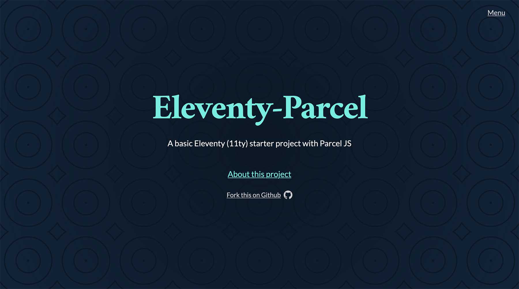 Screenshot of Eleventy-Parcel, a starter project