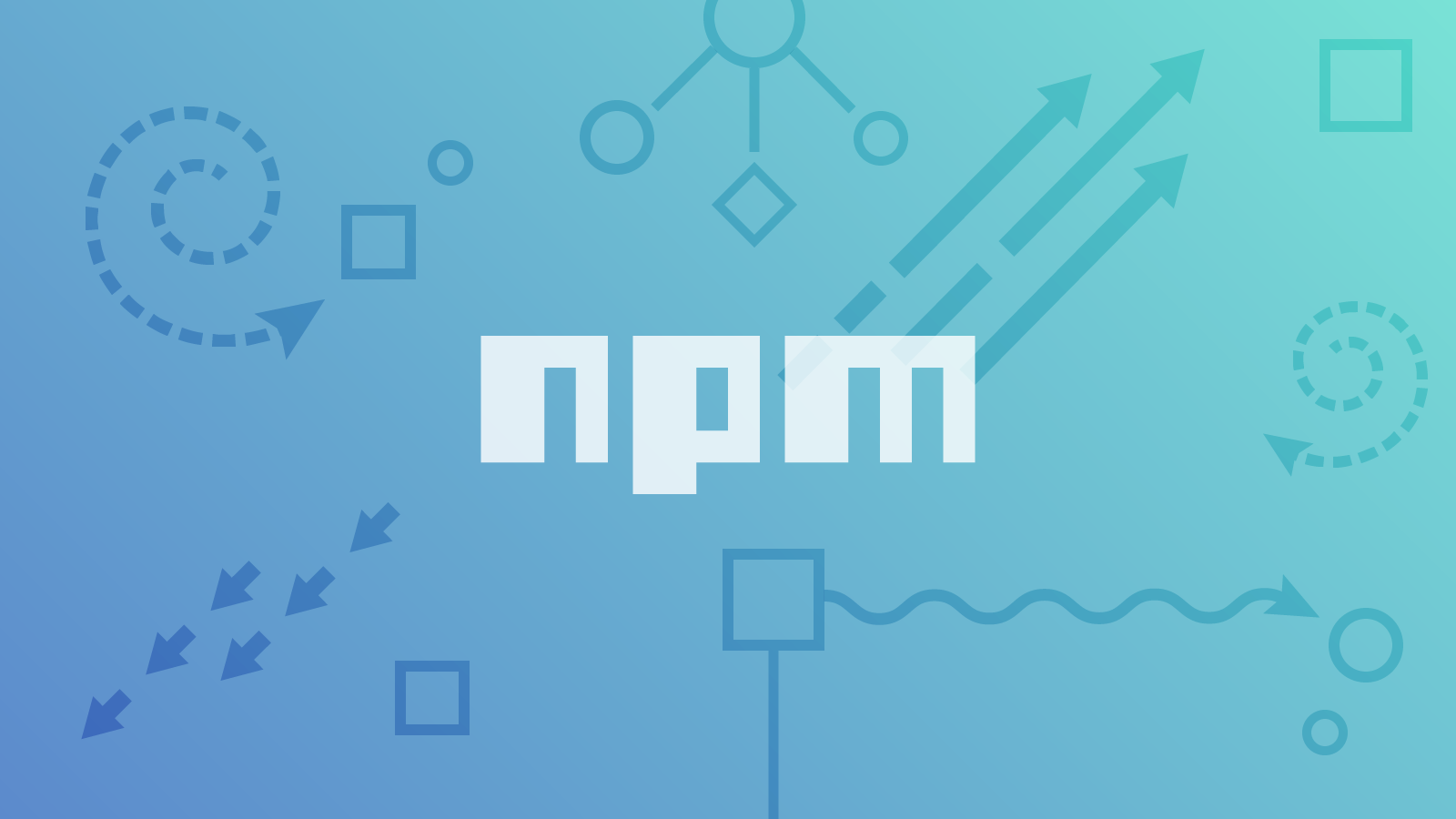 NPM logo on blue gradient background