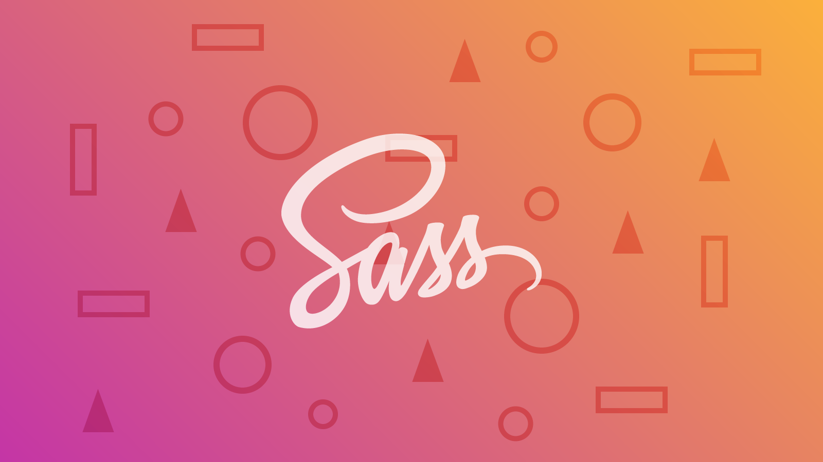 Sass logo on a pink gradient background