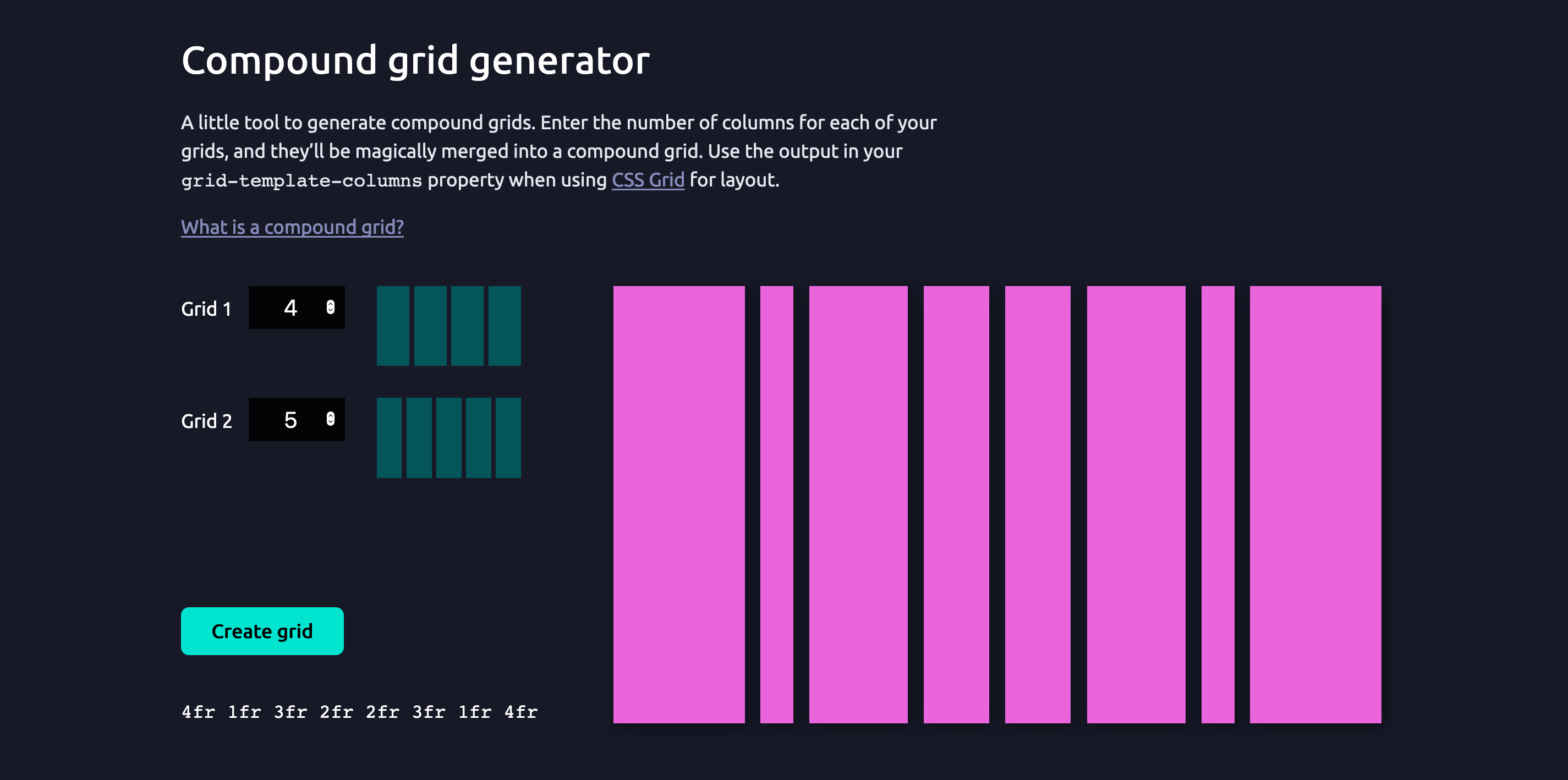 Screenshot of the compound grid generator tool