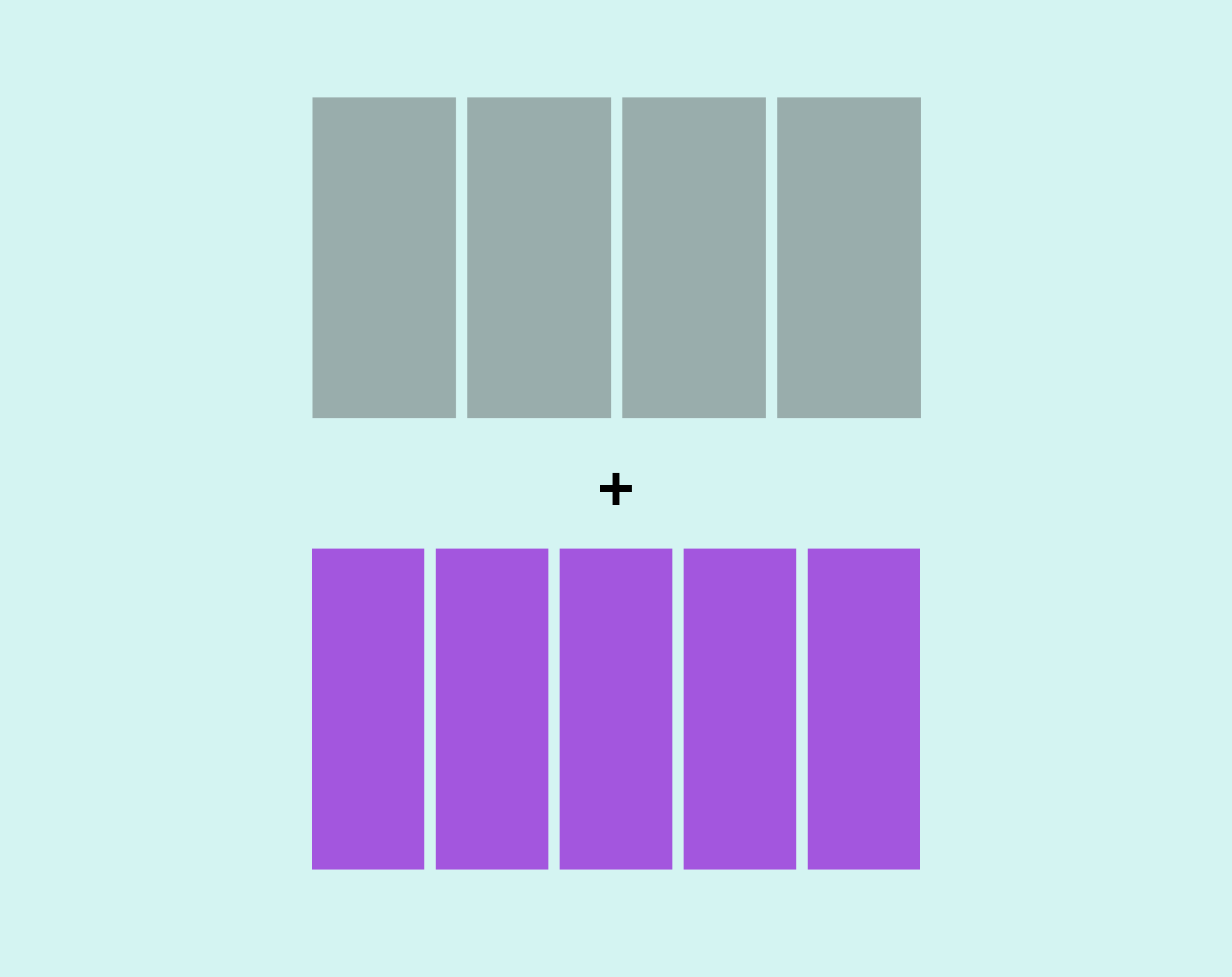 A 4-column grid over a 5-column grid