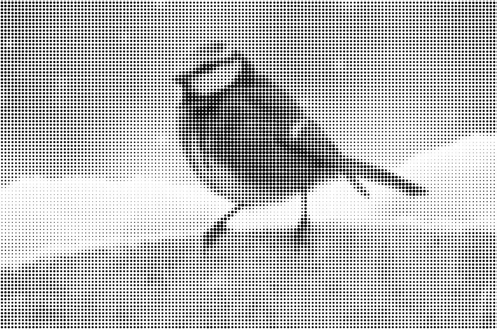 Black and white halftone image of a bluetit
