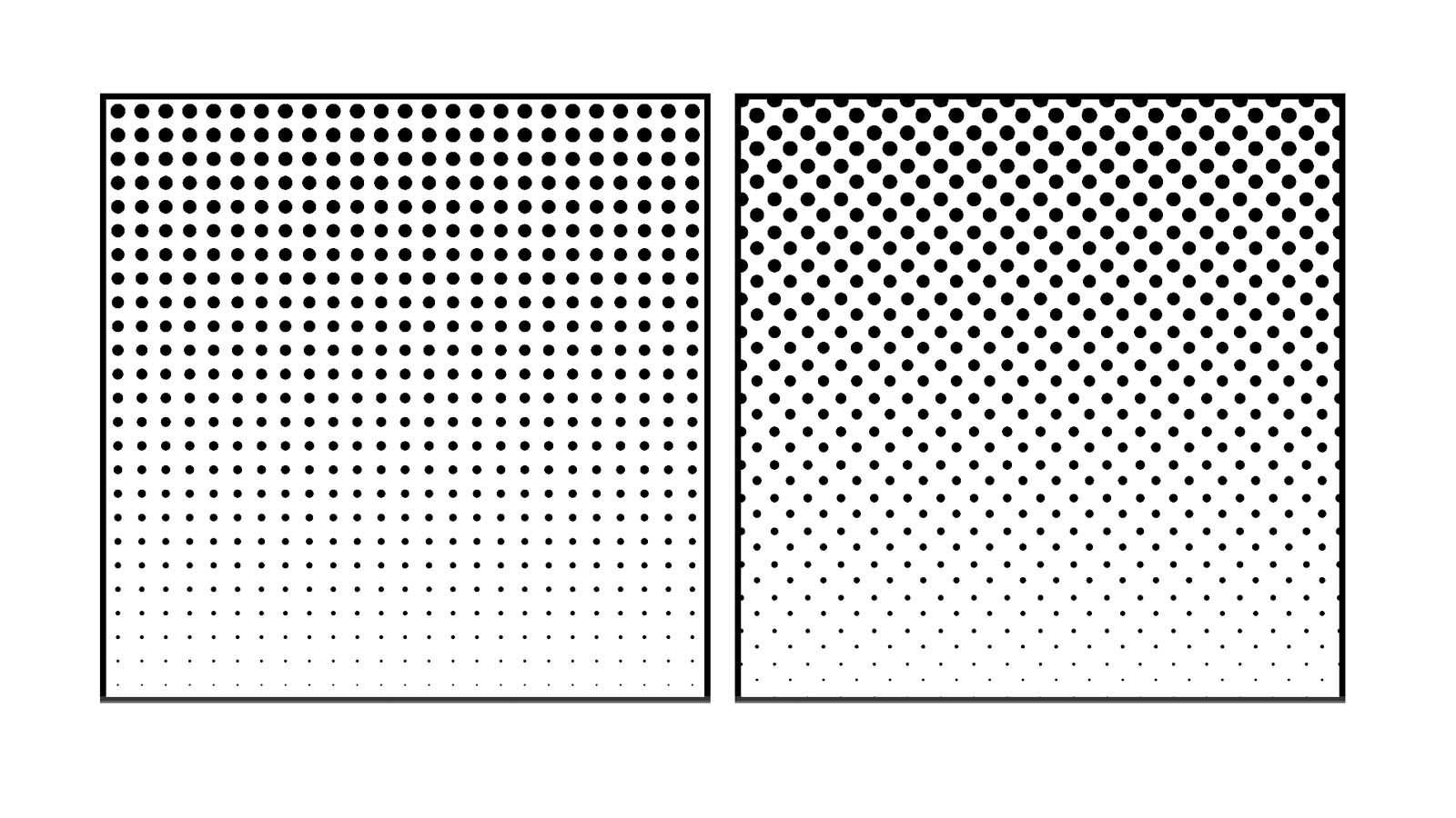 The two dotted patterns with a pleasing halftone effect, from larger dots at the top to smaller ones at the bottom