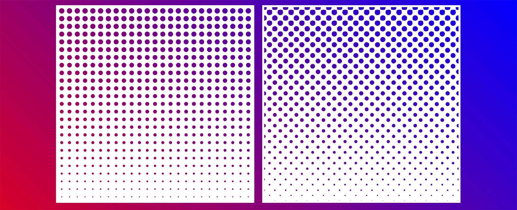 The two halftone patterns as gradient dots on a white background.