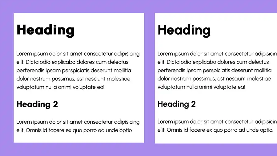 Comparing two screenshots of heading and body font rendering. In the one on the left, the headings look oddly chunky and distorted.