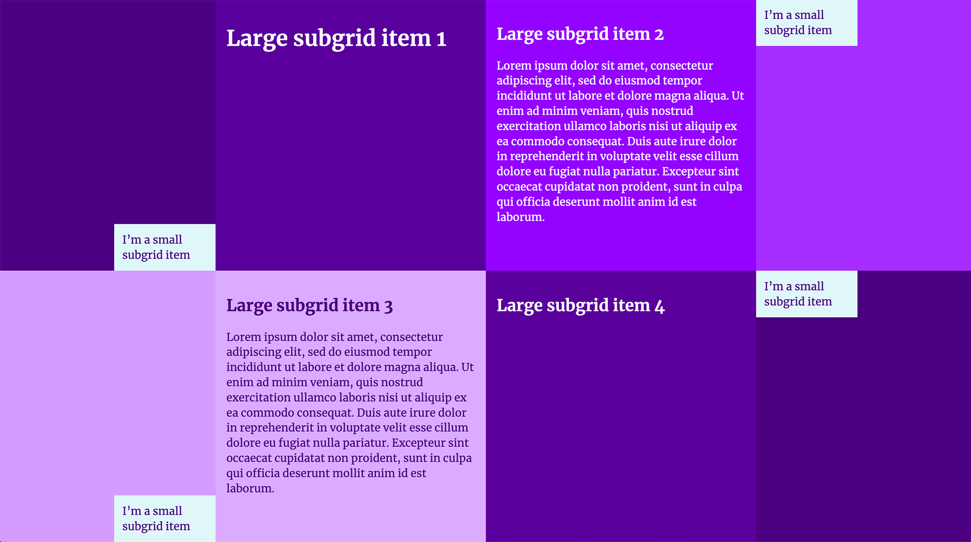 An example grid layout with 4 large and 4 small items